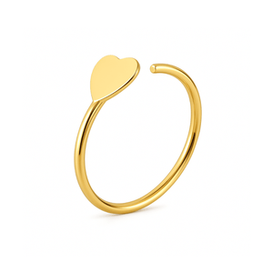 14K Gold Heart Open Gold Nose Hoop
