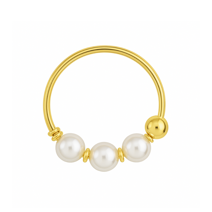 9K Gold Genuine Pearl Hoop Nose Ring - Monster Piercing