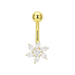 14K Gold Studded Pentas Fan Belly Ring - Monster Piercing