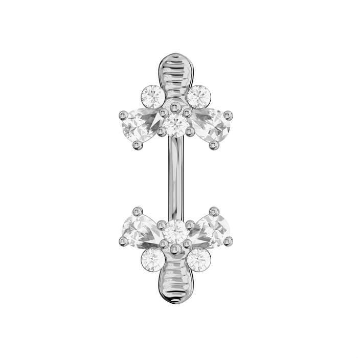 925 Sterling Silver Jewelled Bumble Bees Spinal Ring - Monster Piercing