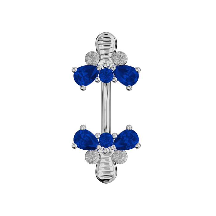 925 Sterling Silver Jewelled Bumble Bees Spinal Ring - Monster Piercing