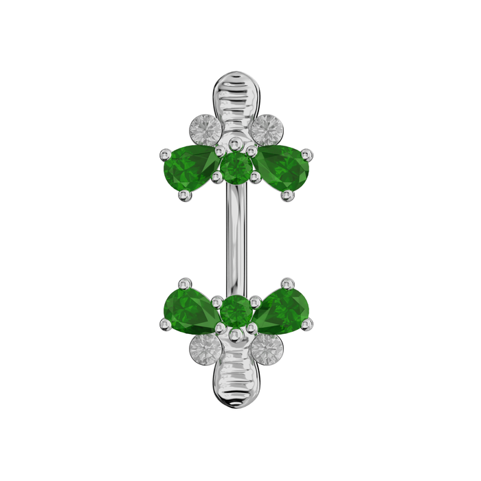 925 Sterling Silver Jewelled Bumble Bees Spinal Ring - Monster Piercing