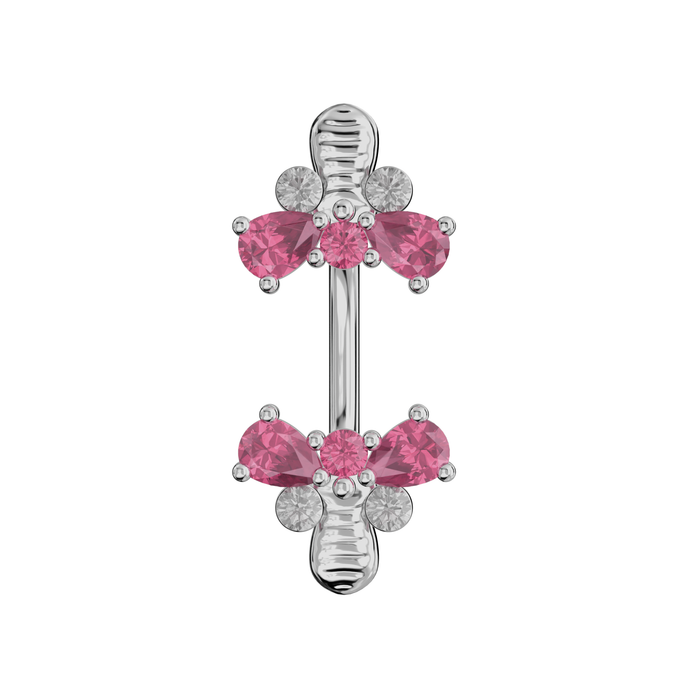 925 Sterling Silver Jewelled Bumble Bees Spinal Ring - Monster Piercing