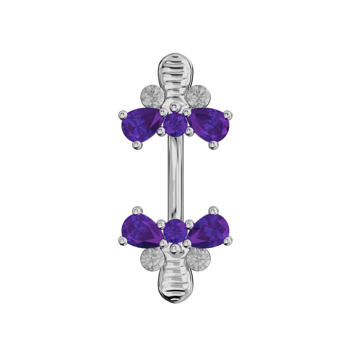 925 Sterling Silver Jewelled Bumble Bees Spinal Ring - Monster Piercing