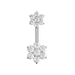 925 Sterling Silver Jewelled Flower Pair Spinal Belly Button Ring - Monster Piercing