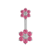 925 Sterling Silver Jewelled Flower Pair Spinal Belly Button Ring - Monster Piercing