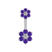 925 Sterling Silver Jewelled Flower Pair Spinal Belly Button Ring - Monster Piercing
