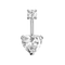 925 Sterling Silver Jewelled Heart Spinal Belly Ring