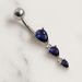 925 Sterling Silver Navel Jewelled Tear drop Belly Ring - Monster Piercing