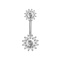 925 Sterling Silver Round CZ Jewelled Double Crystal Flower Non Dangle Belly Button Ring