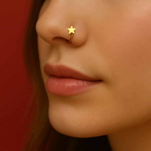 925 Sterling Silver Star Open Nose Hoop Ring - Monster Piercing