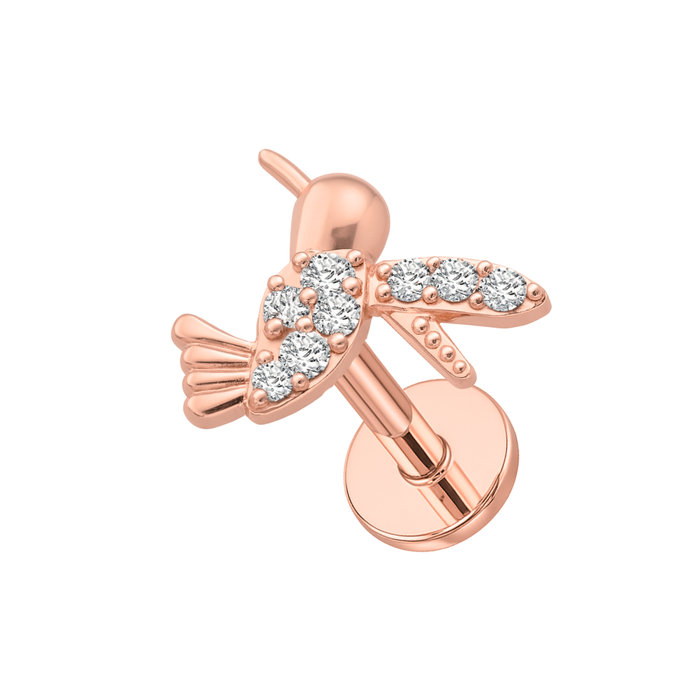316L Surgical Steel CZ Jewelled Bird Internally Threaded Cartilage Stud