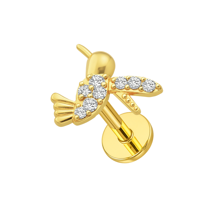 316L Surgical Steel CZ Jewelled Bird Internally Threaded Cartilage Stud