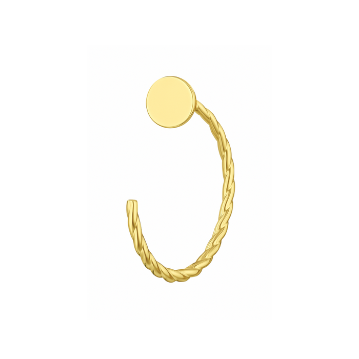 14K Gold Button Top Open Nose Hoop Laser Cut Ring - Monster Piercing
