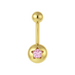 14K Gold Studded Star Encased Gem Belly Ring - Monster Piercing