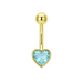 14K Gold Studded Heart Belly Ring - Monster Piercing