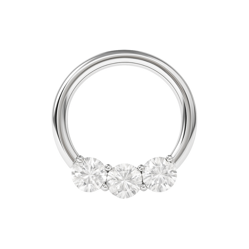G23 Titanium Tri-Jewelled Hinged Segment Clicker Ring - Monster Piercing
