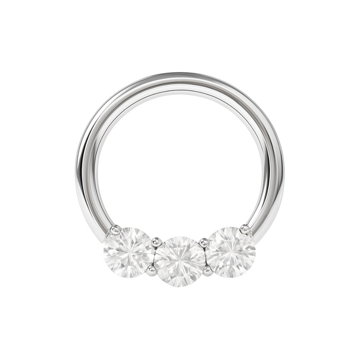 G23 Titanium Tri-Jewelled Hinged Segment Clicker Ring - Monster Piercing