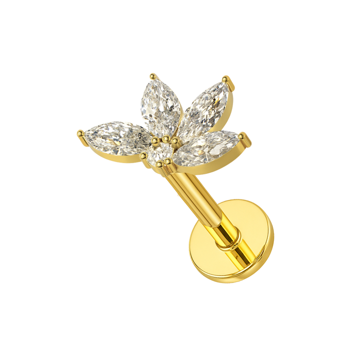 316L Surgical Steel Jewelled Floral Design Cartilage Ear Stud