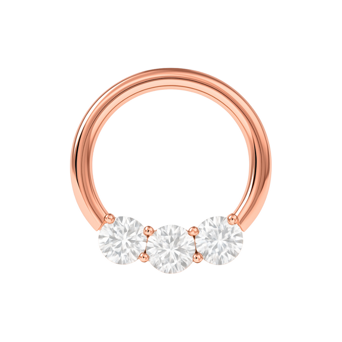 G23 Titanium Tri-Jewelled Hinged Segment Clicker Ring - Monster Piercing