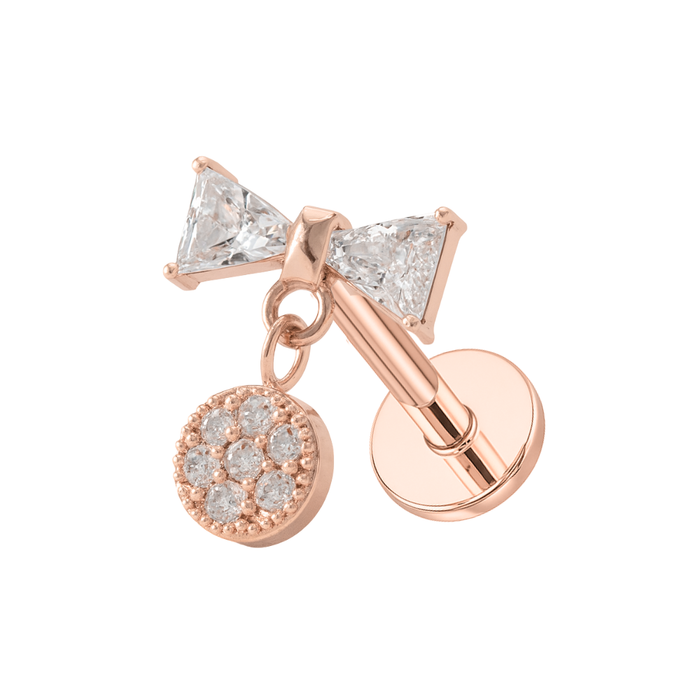 316L Surgical Steel Jewelled Bowtie Internally Threaded Screw Fit Stud