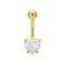 14K Gold Heart CZ Jewelled Internally Threaded Belly Bar
