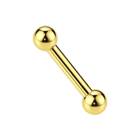 14K Gold Straight Tongue Barbell with Ball - Monster Piercing