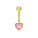 14K Gold Studded Heart Belly Ring - Monster Piercing