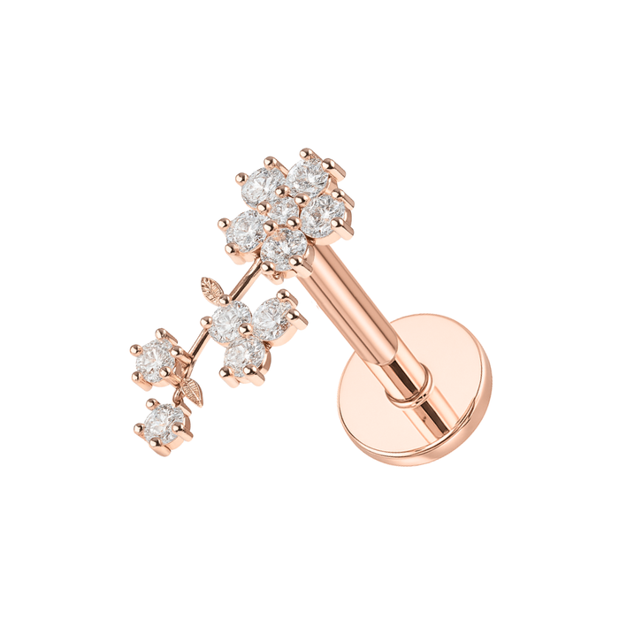 316L Surgical Steel Jewelled Floral Internally Threaded Screw Fit Stud