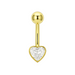14K Gold Studded Heart Belly Ring - Monster Piercing
