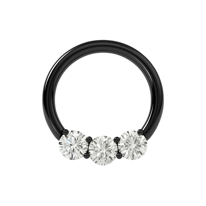 316L Surgical Steel Prong Set Clear CZ Stones Hinged Segment Clicker Ring - Monster Piercing