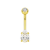 14K Gold Pear Cut CZ Jewelled Internally Threaded Top Ball With CZ Belly Ring