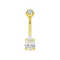14K Gold Pear Cut CZ Jewelled Internally Threaded Top Ball With CZ Belly Ring