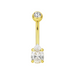 14K Gold Pear Cut CZ Jewelled Internally Threaded Top Ball With CZ Belly Ring - Monster Piercing