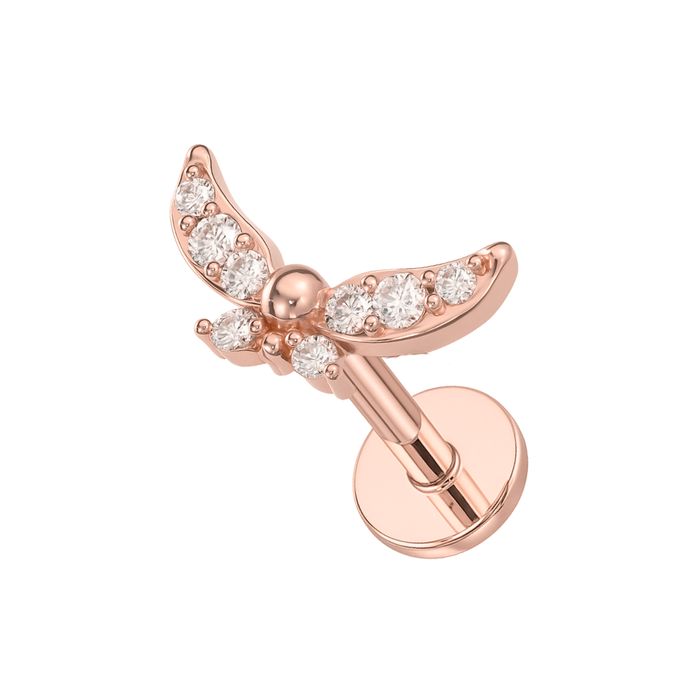 316L Surgical Steel Jewelled Butterfly Internally Threaded Screw Fit Labret Stud