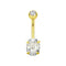 9K Gold Oval Cut CZ Jewelled Internally Threaded Top ball With CZ stone Belly Ring