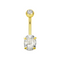 14K Gold Oval Cut CZ Jewelled Internally Threaded Top ball With CZ stone Belly Ring