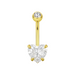 14K Gold Heart Shaped CZ Jewelled Internally Threaded Top Ball With CZ Belly Ring - Monster Piercing