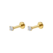9K Gold Round Cubic Zirconia Jewelled Threadless Labret Pair Monster Piercing United Kingdom