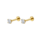 9K Gold Round Cubic Zirconia Jewelled Threadless Labret Pair