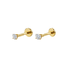 9K Gold Round Cubic Zirconia Internally Threaded Labret Pair Monster Piercing United Kingdom