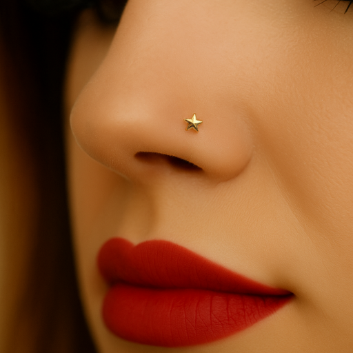 9K Gold 3D Star Nose Stud - Monster Piercing