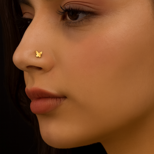 9K Gold Butterfly Design Nose Bone - Monster Piercing