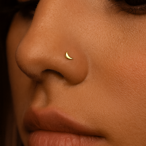9K Gold Crescent Cut Design Nose Bone - Monster Piercing