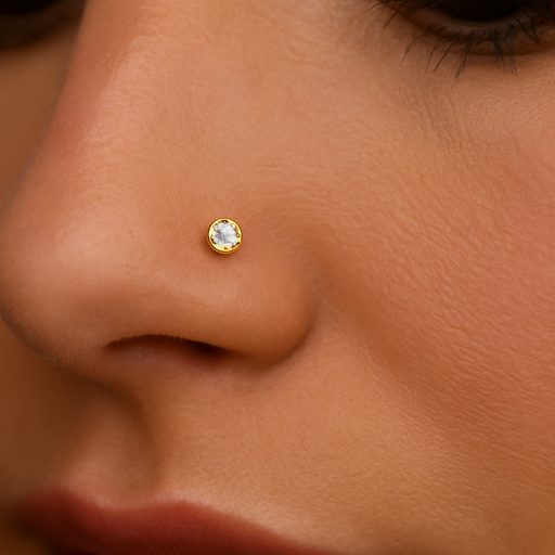 9K Gold Genuine Crystal Jewelled Nose Bone - Monster Piercing