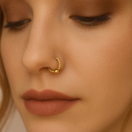 9K Gold Laser Cut BCR Nose Hoop Ring - Monster Piercing
