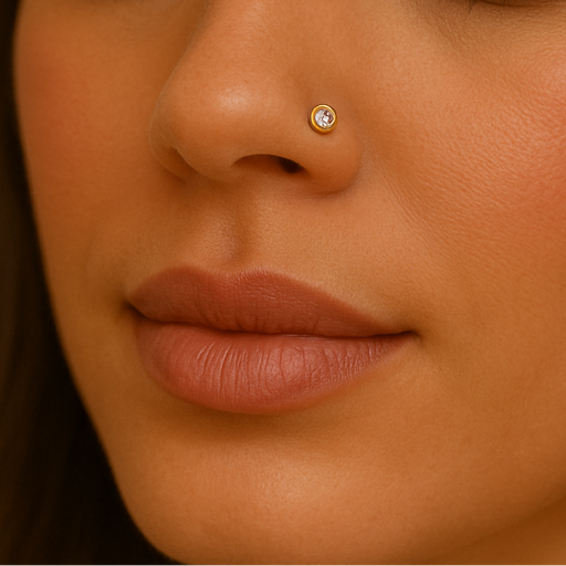 9K Gold Stone Studded Nose stud - Monster Piercing
