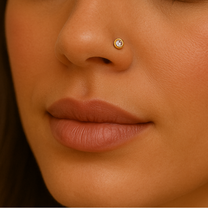 9K Gold Stone Studded Nose stud - Monster Piercing