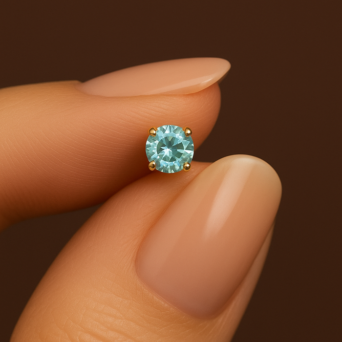 9K Gold L-Bend Crystal Nose Stud - Monster Piercing