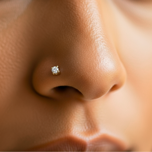 9K Gold Claw-Set Moissanite Stone L-bend Nose Stud - Monster Piercing